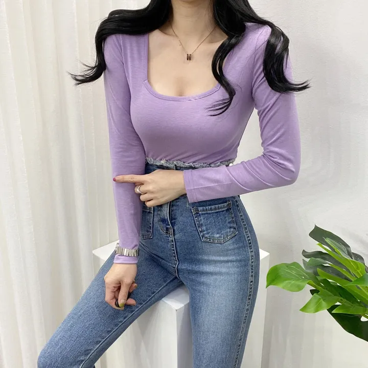 🚀당일발송🚀[묶음할인/11컬러] 조이 봄 가을 뉴 스퀘어넥 긴팔 티셔츠 이너티 상세 이미지 33