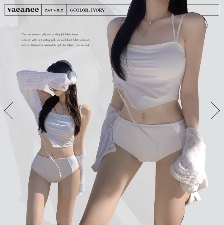 [당일배송][자체제작] 벨티 언발 셔링 비키니 -6 color (여름신상/셔링비키니/언발수영복/바캉스비치룩/비치웨어/홀터비키니/휴양지비키니/휴가룩/투피스비키니/리본비키니) 상세 이미지 6