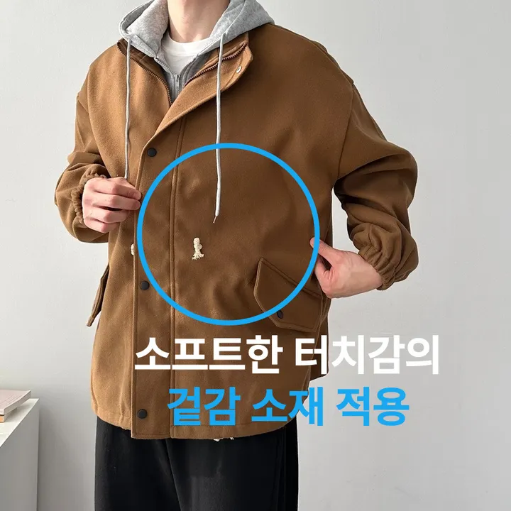 가을 겨울 오버핏 하프 코트 미니멀 빅사이즈 아우터 후드레이어드오버핏코트 상세 이미지 3