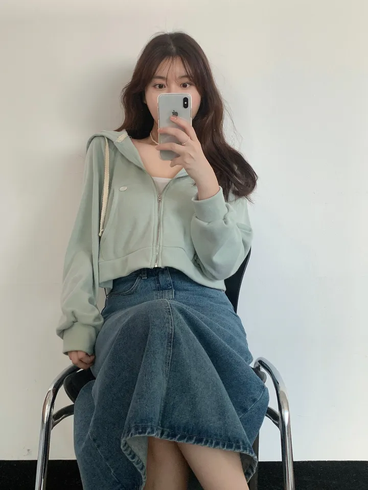 멜라운지 아크 후드 점퍼 mellounge 3col 레이스끈 패치 포인트 숏 러블리 파스텔 크롭 자켓 봄 상세 이미지 1