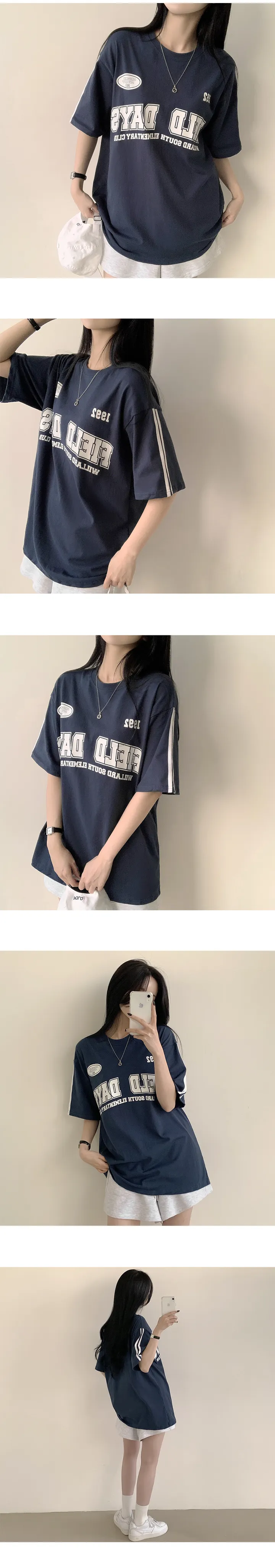 [스포티/오버핏] 확실한 포인트! 레터링 프린팅 박시 라운드 반팔티셔츠 (4color) 상세 이미지 6