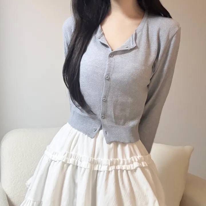 [여름까지/벚꽃룩] 린넨 간절기 크롭 기본 라운드 가디건 상세 이미지 18