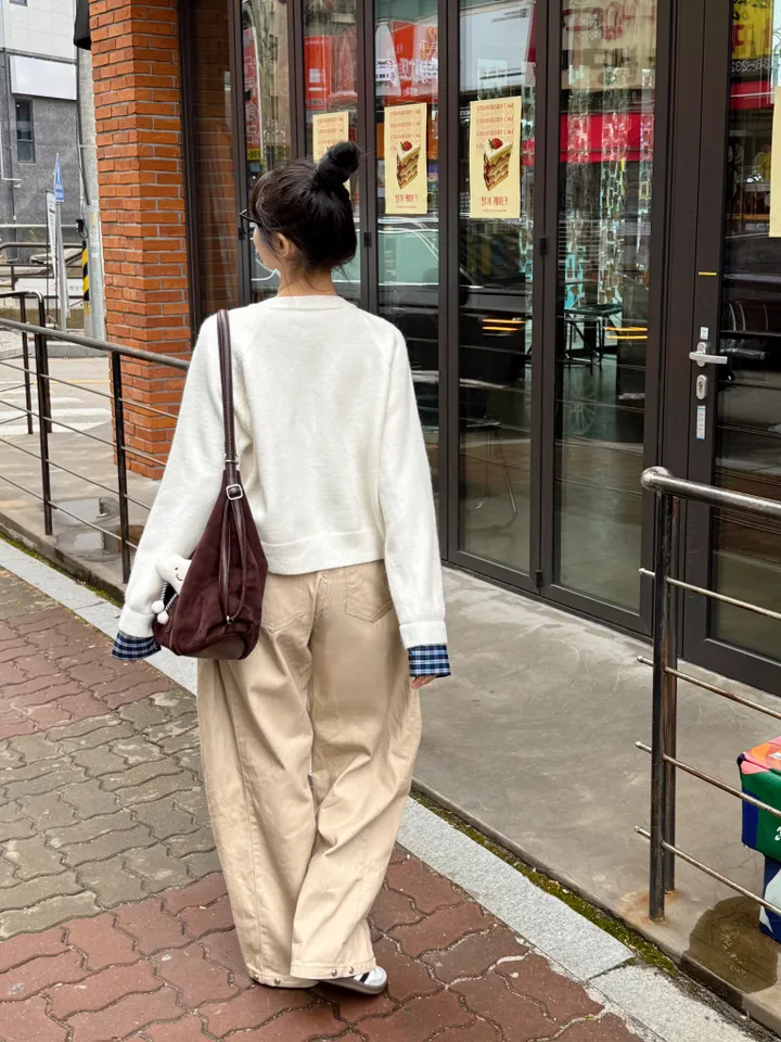 [5color/개강룩] 체크 배색 니트 가디건 상세 이미지 13