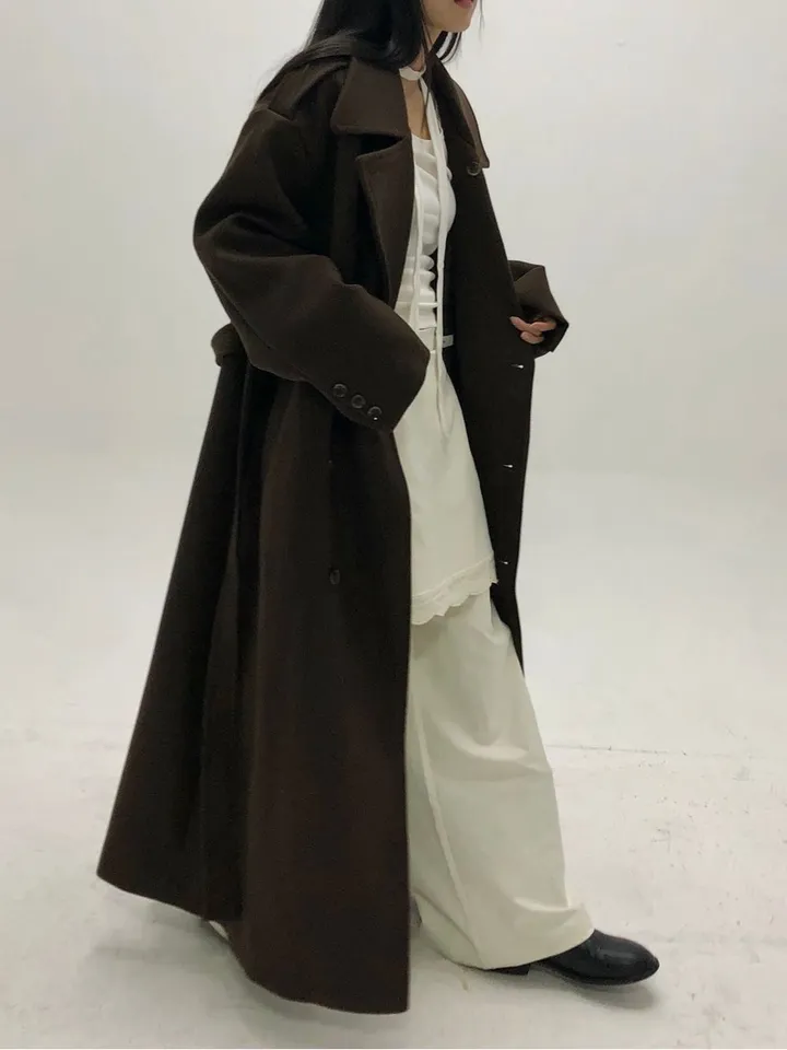 [Unisex] Mael maxi coat (3co) / 울 오버 루즈핏 누빔 안감 벨트 맥시 코트 상세 이미지 11
