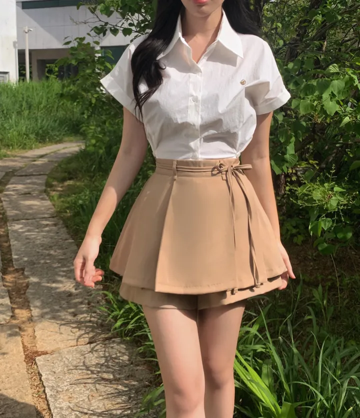 [자체제작] 아토 핀턱 와이드 밴딩 미니 스커트 팬츠 (치마바지,핀턱스커트,팬츠,숏팬츠,벨트팬츠,울스커트,기모스커트,핀턱슬랙스,울미니스커트,미니스커트,핀턱미니스커트) 상세 이미지 36
