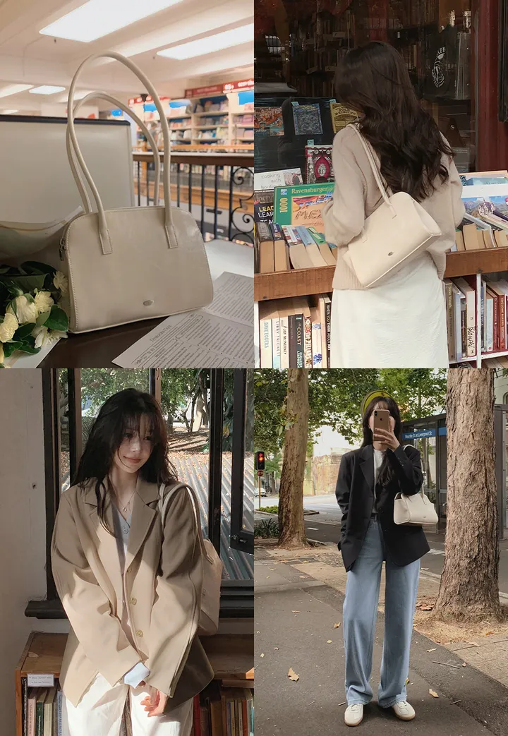 [🤎트렌디/숄더백] #LENTO. Baguette Tote Bag - 4 color (SLOWMADE/자체제작/알찬수납력/데일리/바게트백/레더백/이너포켓) 상세 이미지 7