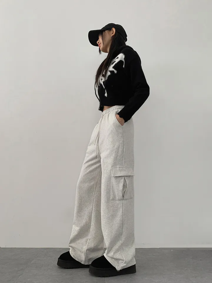 ✨줍줍SALE/마지막수량!!✨[기본,롱기장/가격찐!! 도톰한 쭈리원단 *스트링조절* 데일리 와이드 트레이닝팬츠] 이단쭈리카고스트링팬츠 상세 이미지 8