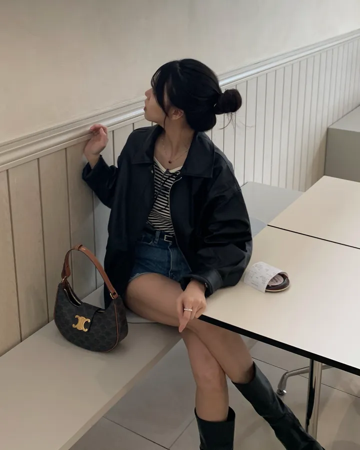 <미리 봄🌸/찐오버핏> 데이 오버핏 카라 블루종 레더자켓 - 2color 상세 이미지 28