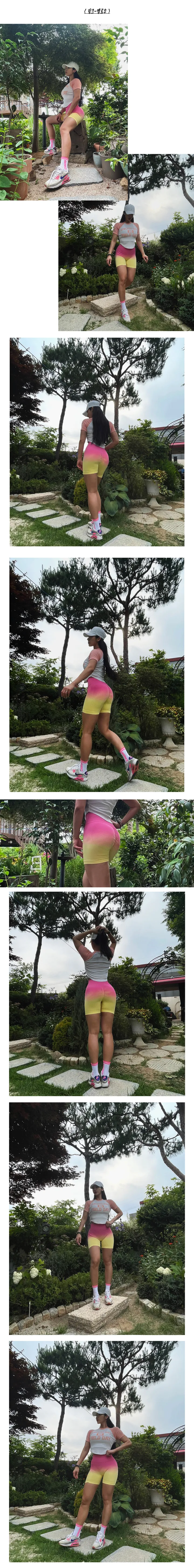 힙업레깅스 힙셔링레깅스 요가복반바지 헬스복 필라테스복 하이웨스트 쇼츠 바이크팬츠 상세 이미지 3