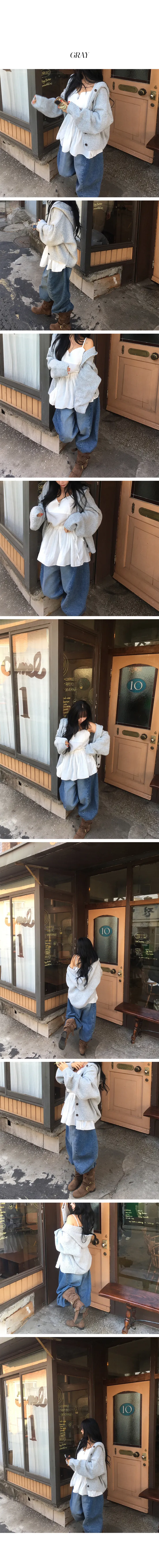 [투웨이/아방❤] 후드 여리 단추 루즈핏 집업  데일리 러블리 니트 가디건 상세 이미지 4