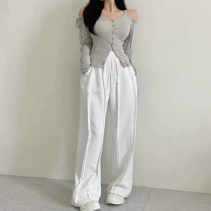 [꾸안꾸필수/넉넉핏] 타르트 데끼 두줄 통 와이드 팬츠 상세 이미지 30
