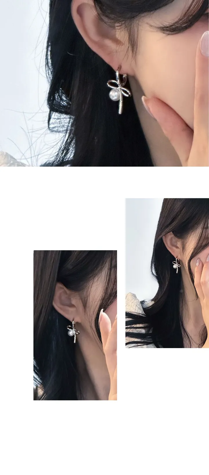 [강력추천🎀] 리본 매듭 진주 원터치 귀걸이 상세 이미지 4