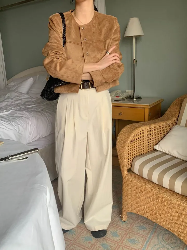 [봄신상🧡] 아잉 에이스 스웨이드 자켓 크롭 숏 라운드 포켓 하객룩 개강룩 출근룩 봄자켓 크롭자켓 상세 이미지 20