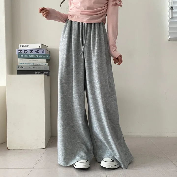 [~5XL까지💕/인생바지] 빅사이즈 허리 스트링 오버핏 통 와이드 밴딩 팬츠 상세 이미지 3