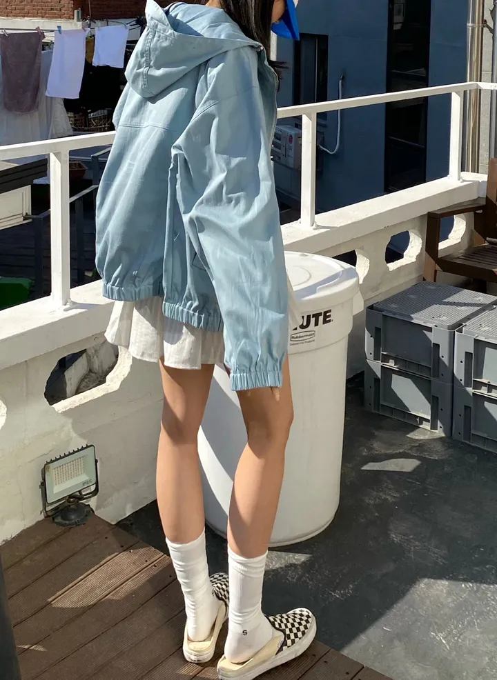 [🩵봄신상/오버핏/🩵반응폭주]데이 남녀공용 유니섹스 오버핏 스트링 스토퍼 투웨이 후드캡 간절기 아우터 바람막이 상세 이미지 17