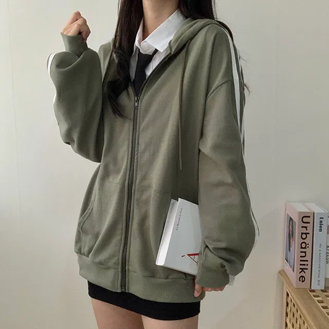 (◞˃ᆺ˂)◞💖[박시핏!/5컬러] 꾸안꾸강추 핏 예쁜 오버핏 심플 베이직 라인 두줄 포인트 기본 후드집업 상세 이미지 21