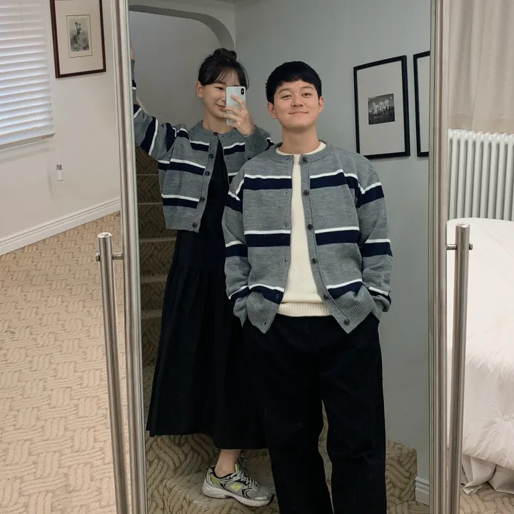커플룩,시밀러룩베리 단가라 커플가디건 스트라이프 라운드가디건 시밀러룩 봄 꽃놀이 벚꽃 상세 이미지 30