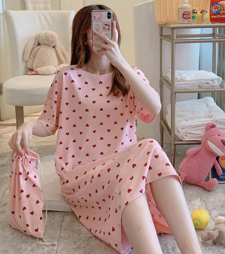 [귀여움 폭발🐥] 1+1 할인 / 6종 캐릭터 반팔 원피스 파자마 (파우치+양말 증정/FREE 사이즈) 상세 이미지 12