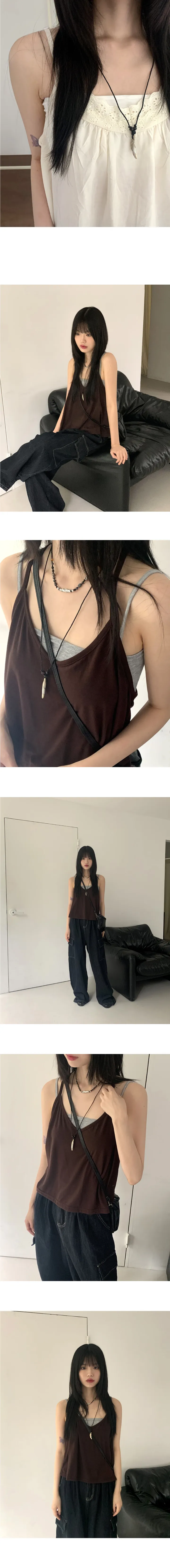 카유 빈티지 원석 가죽 목걸이 상세 이미지 4