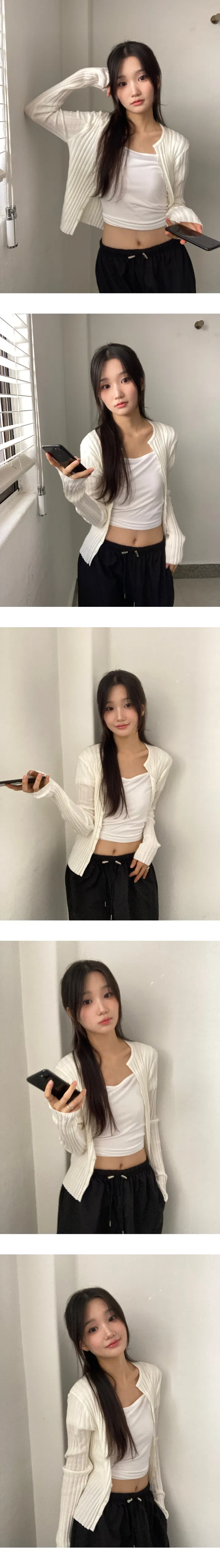 [3가지 무드🤎/허리보정핏!] 골지 여리 슬림핏 버튼 니트 가디건 상세 이미지 9
