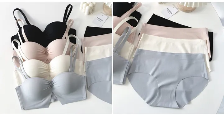 볼륨업 하프컵 반컵브라 심리스 뽕브라 노와이어 편한 오프숄더 튜브탑 A컵 AA컵 여름 끈없는 브라탑 팬티 속옷 세트 상세 이미지 19