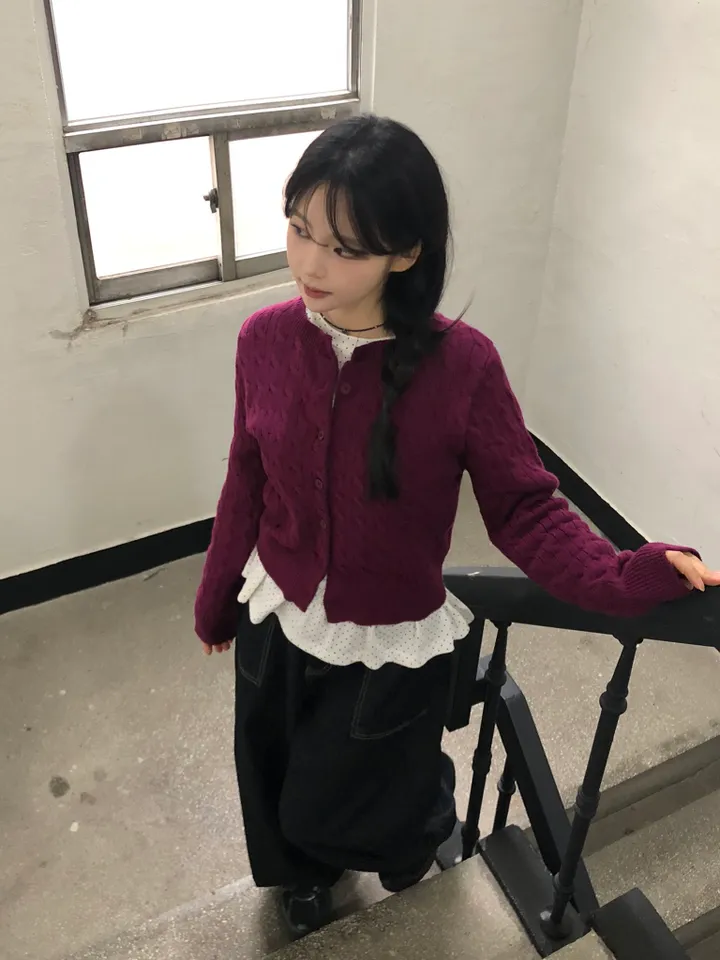 [NEW봄신상✨]데일리 라운드넥 베이직 기본 꽈배기 가디건 긴팔 9color 상세 이미지 5