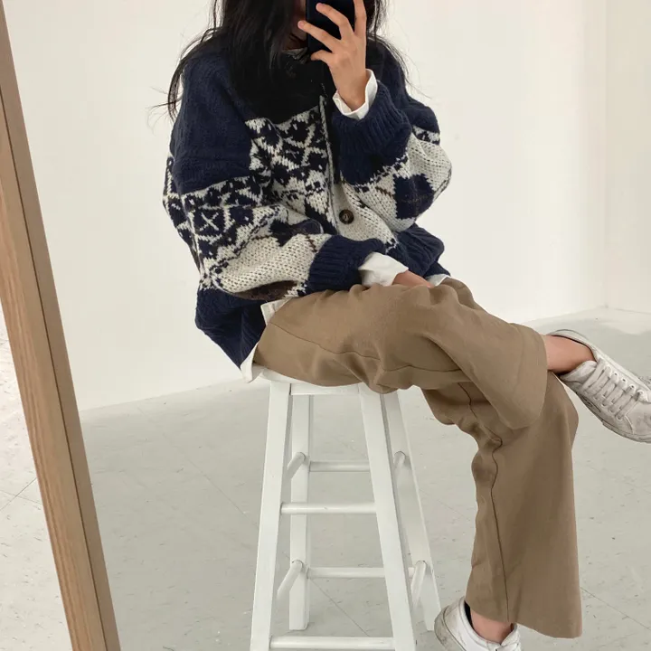 [🤎퀄리티보장🤎/원조,국내] 왕따뜻 노르딕 아가일 니트 겨울 가디건 상세 이미지 12