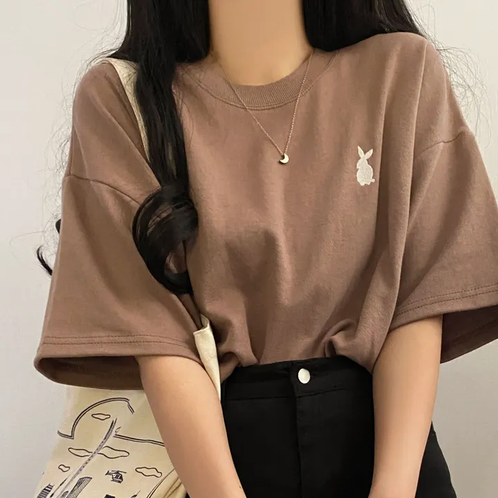 [넉넉/데일리] 러블리 래빗 자수 오버핏 반팔티T 상세 이미지 20