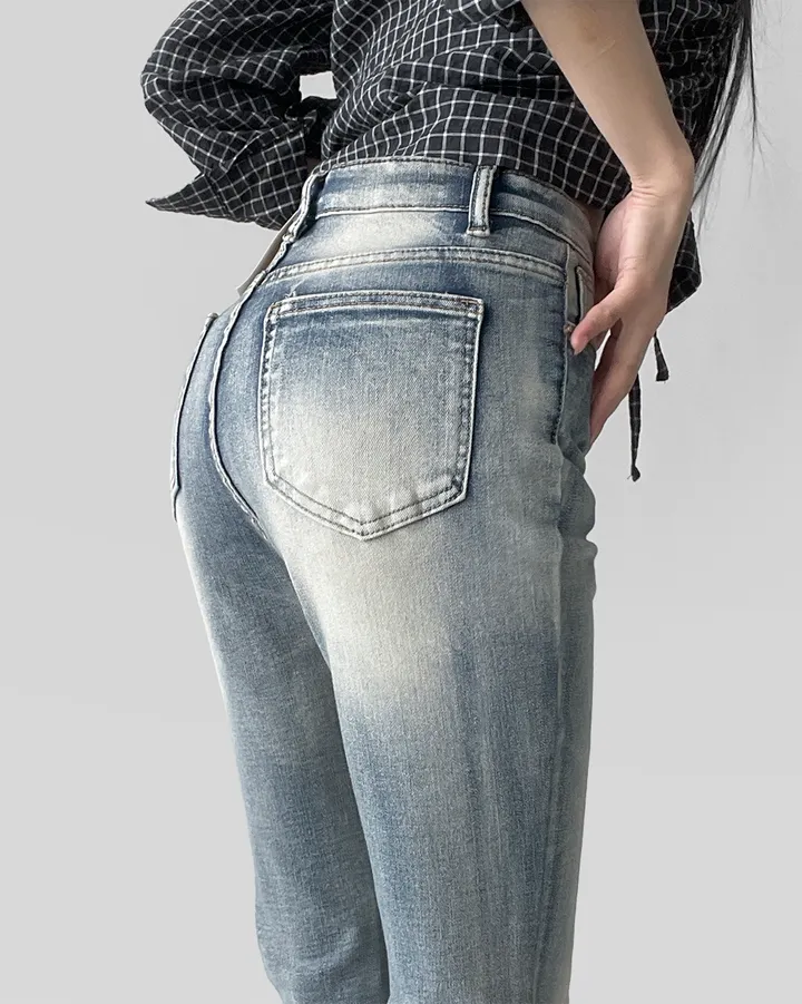 [~3XL/3기장] 뽀얀핏 스머징 텍스쳐 빈티지 워싱 쫀득 스판 부츠컷 데님 팬츠 바지 청바지 상세 이미지 30