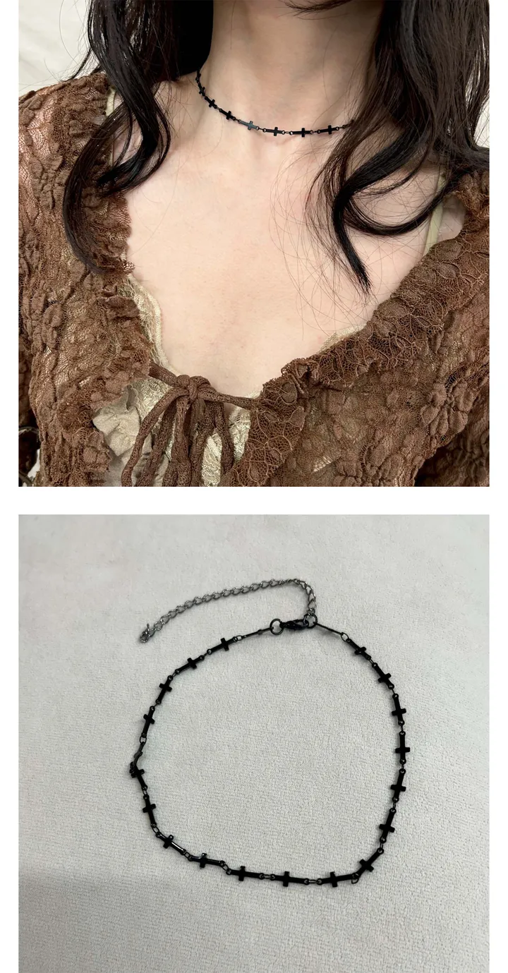 나나목걸이(초커) 빈티지 y2k 써지컬 십자가 상세 이미지 3