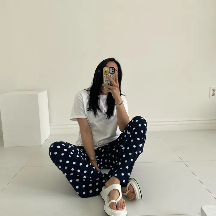[와이드핏/시원한원단] 도트패턴 땡땡이 밴딩팬츠 냉장고바지 유니크룩 / 여름 여름옷 홈웨어 여름바지 바캉스룩 마실룩 밴딩통바지 상세 이미지 18