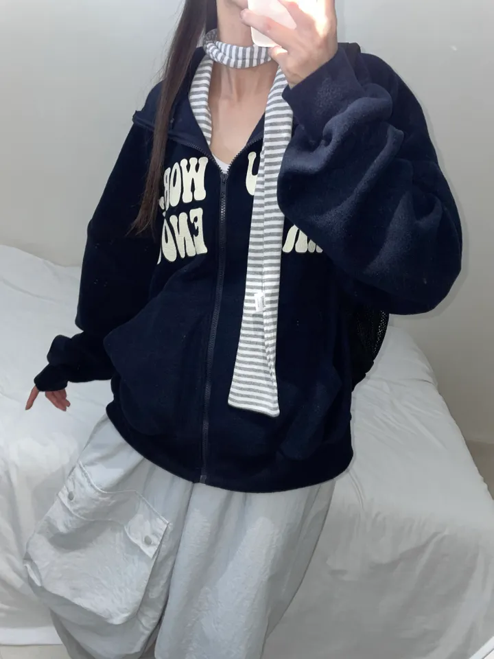 [unisex] 워킹 오버핏 뽀글이 후리스 집업 (2color) 상세 이미지 7