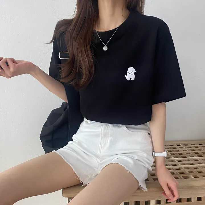 [묶음 할인/꾸안꾸] 귀여운 흰둥이 패치 반팔티 5color 상세 이미지 53
