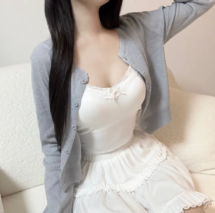 [여름까지/벚꽃룩] 린넨 간절기 크롭 기본 라운드 가디건 상세 이미지 8