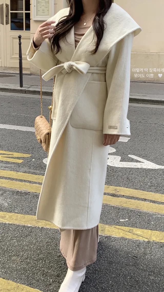[handmade][wool90%]로에 숄카라 후드 핸드메이드 롱코트 4color 상세 이미지 3