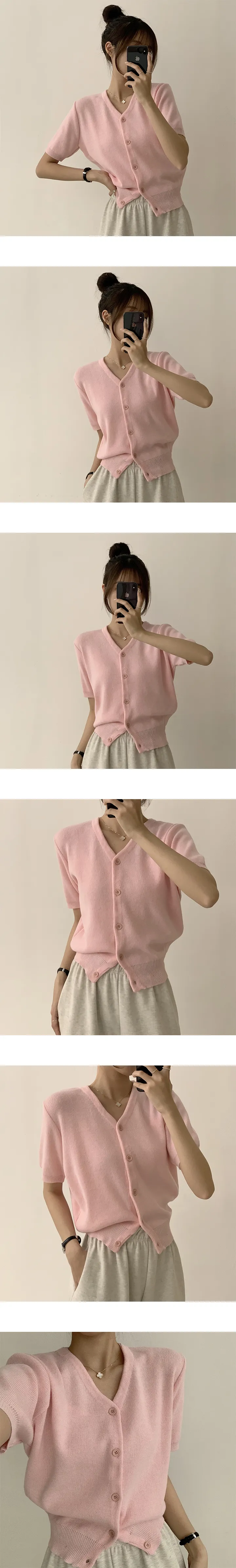 [이유있는 추천/인생 핏!] 스프링 브이넥 데일리 무지 반팔 가디건 봄 여름 오버핏 베이직 아우터 8color 상세 이미지 9