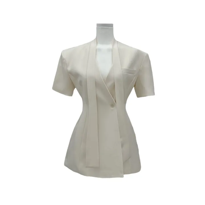 [하객룩👰🏻‍♀️/주문폭주/반팔ver] 하이퀄리티 타이 라인 반팔 하객 자켓 원피스 (3color) 상세 이미지 41