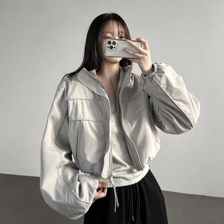 당일출고🚀[quality/도톰] 하이넥 파이핑 고프코어 루즈핏 스트링 바람막이 점퍼 3color 상세 이미지 24