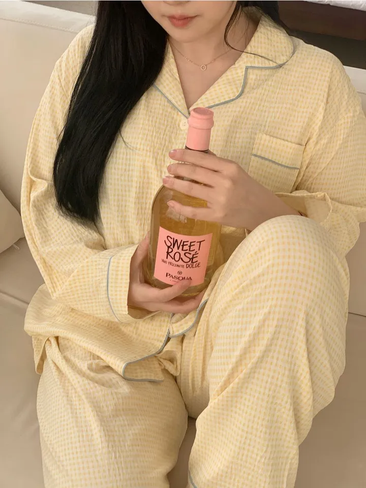 💗BIG size💗 빅사이즈 사계절 수면 파자마 - 노니 옐로우 긴팔 체크 잠옷 상세 이미지 22