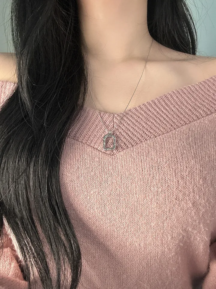 [*자체제작*/변색X] 패션 데일리 심플 모던 시크 캐주얼 스퀘어 롱 펜던트 목걸이 상세 이미지 9