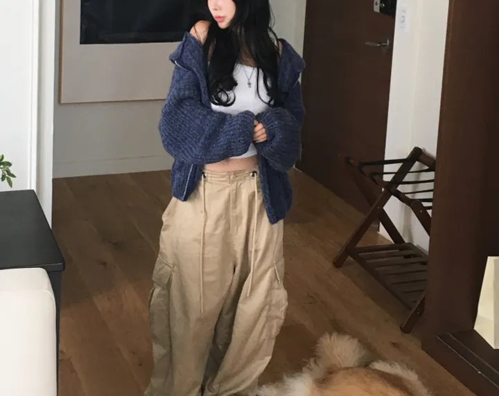 [군살쏙~] 여리 후드 꽈배기 아방 루즈 박시핏 후드집업 상세 이미지 9