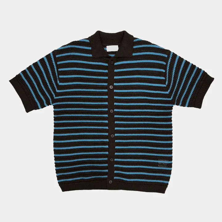 [온트추천] (UNISEX) 모리 스트라이프 카라 반팔 가디건 상세 이미지 51