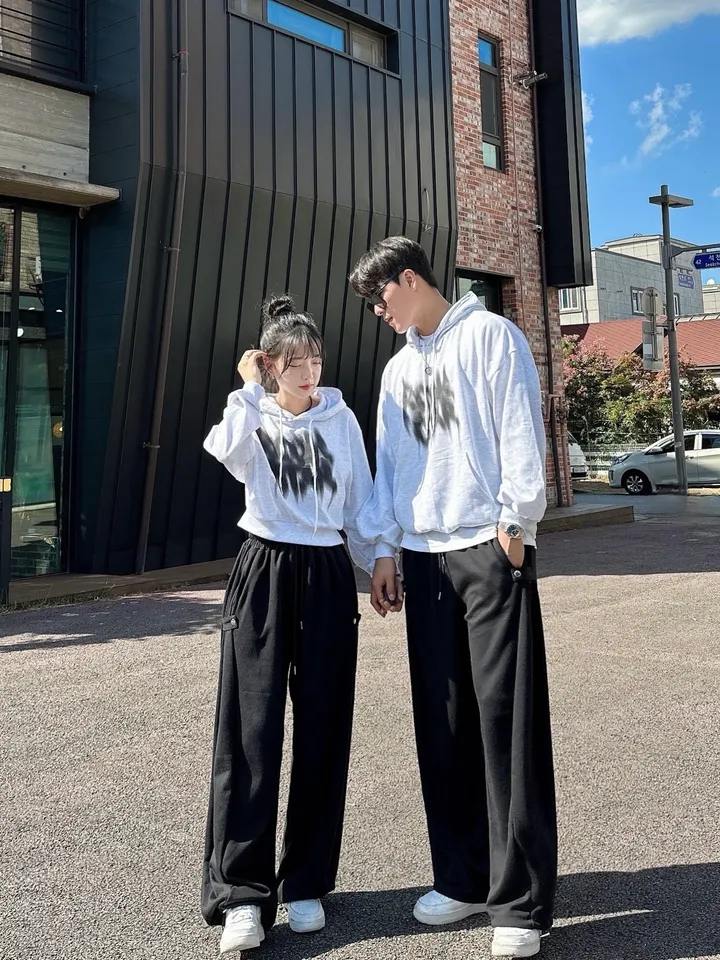 2사이즈/8컬러 커플 후드티 크롭 후드 남녀공용 오버핏 후드티 사이드 스냅 벌룬 팬츠 와이드 스트릿 긴팔 커플티 봄 가을 커플룩 시밀러룩 힙무드 루즈핏 꾸안꾸 트레이닝 세트 락스타 상세 이미지 28