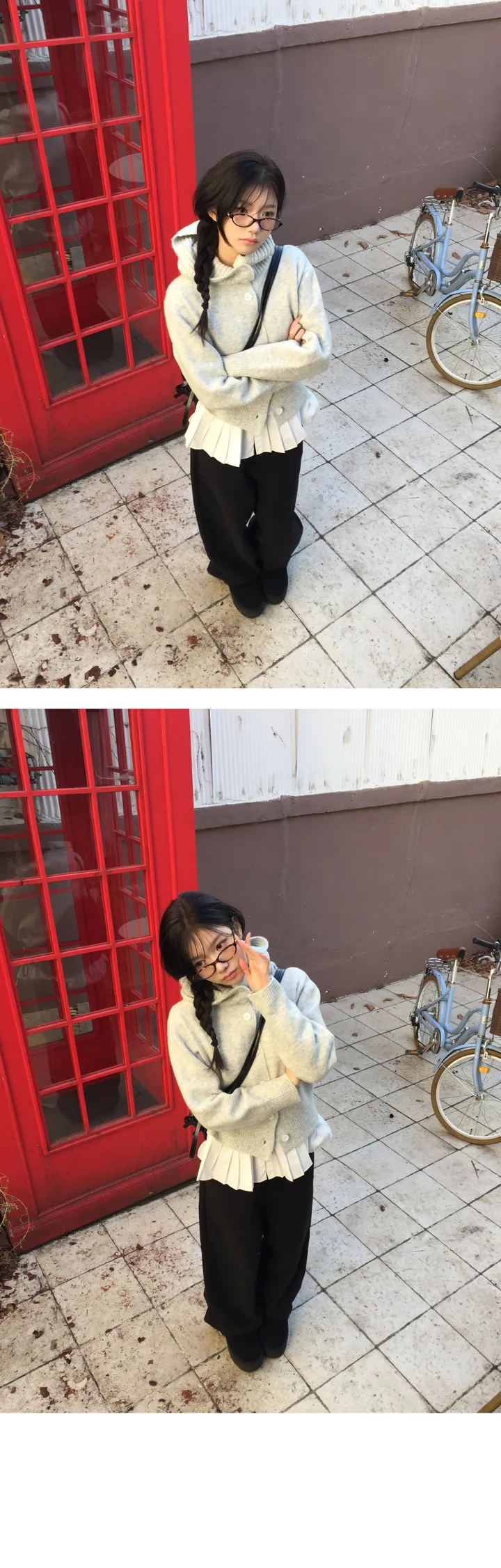 [데일리/빈티지🖤] 모루카 후드 버튼 하이넥 니트 가디건-5color 상세 이미지 11