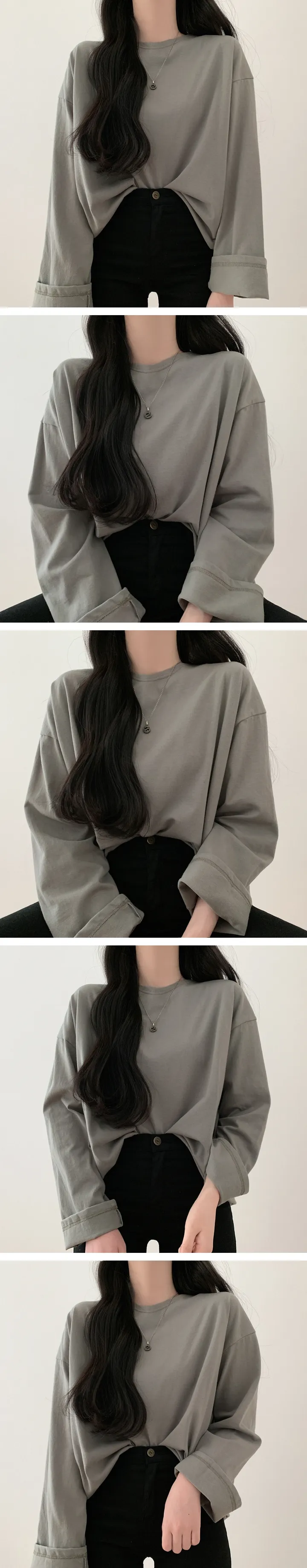 비비드 라운드긴팔티셔츠 [12color] 상세 이미지 3