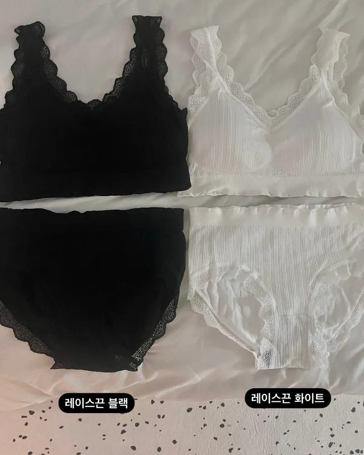 [중독주의/미친편안함] 러블리 편한 팬티단품 노와이어 빅사이즈 프릴 레이스 두줄끈 볼륨 브라 브라탑 브라렛세트 여성 속옷세트 상세 이미지 5