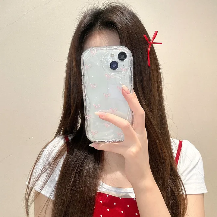 당일🚀갤럭시 S25 아이폰 미니 S 24 23 16 15 14 13 12 프로 맥스 A 23 24 32 34 노트 발레코어 홀로그램 실버 투명 💟 웨이브 (핑크 리본) 💟 상세 이미지 6