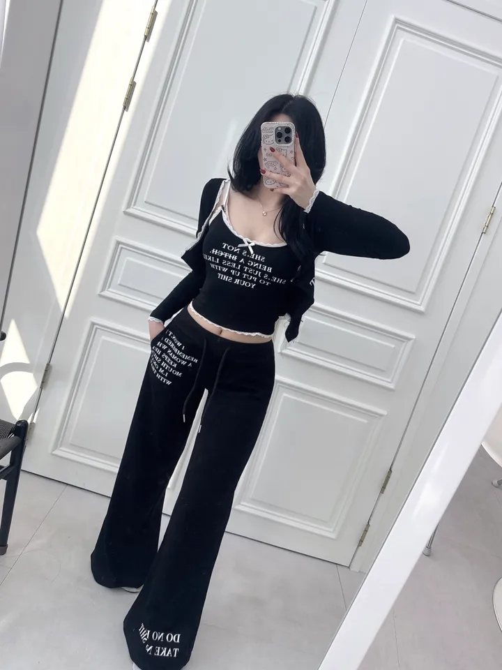 [몸매예뻐보이는💕] 로우 레터링 쓰리피스 트레이닝 세트 레이스나시  3ps 상세 이미지 5