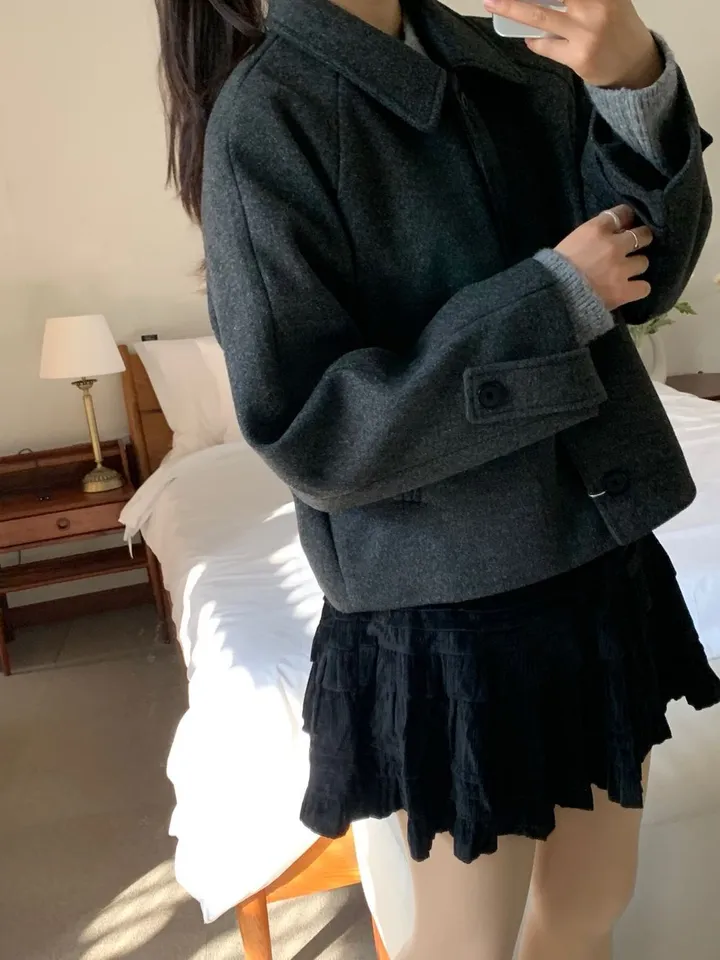 [아방루즈핏/💞러블리] 머스 카라 숏 코트 자켓 모직코트 상세 이미지 49