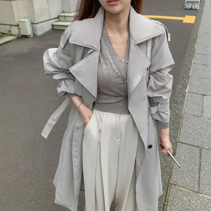 [허리잘록🍂타이SET] 브이넥 랩 니트 가디건 옆단추 이중 레이어드 긴팔 스카프 세트 봄 가을 간절기 여리핏 페미닌 데이트룩 하객룩 4COL 상세 이미지 37